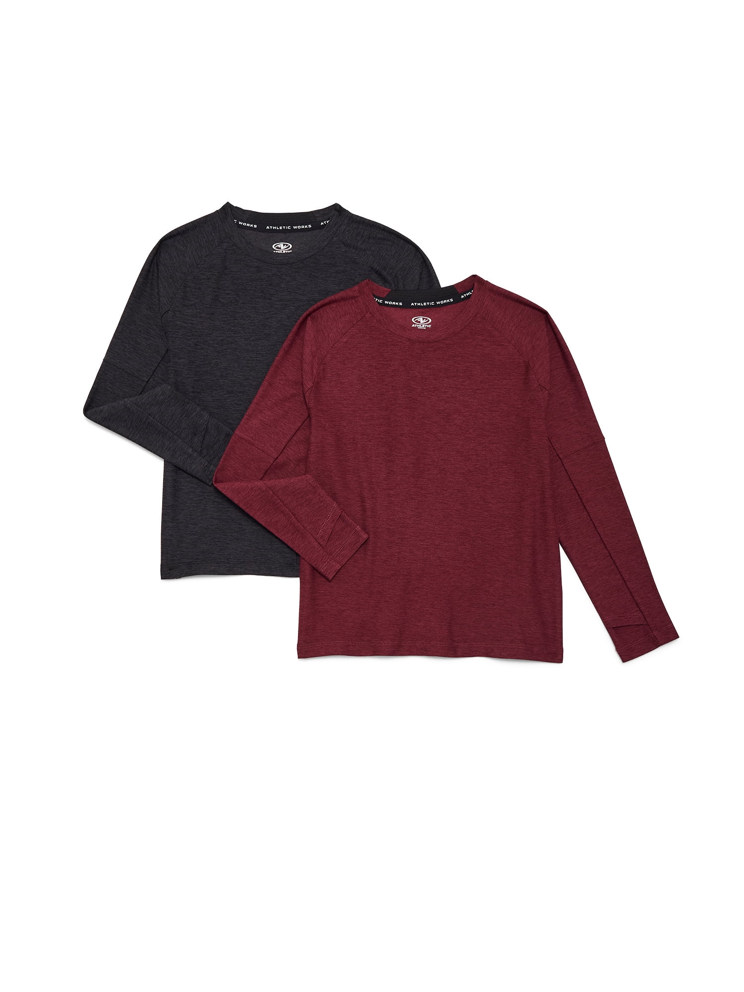 Athletic Works Boys ButterCore Tee with Long Sleeves, 2-Pack, Sizes 4-18