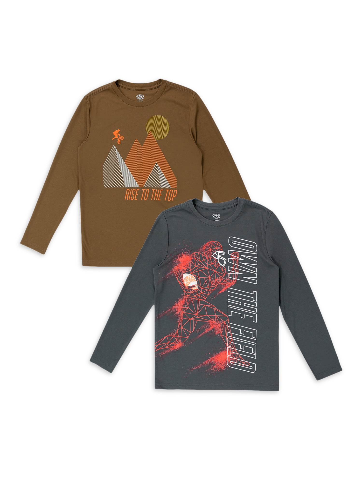 Athletic Works Boys Long Sleeve Graphic T-shirt, 2-Pack