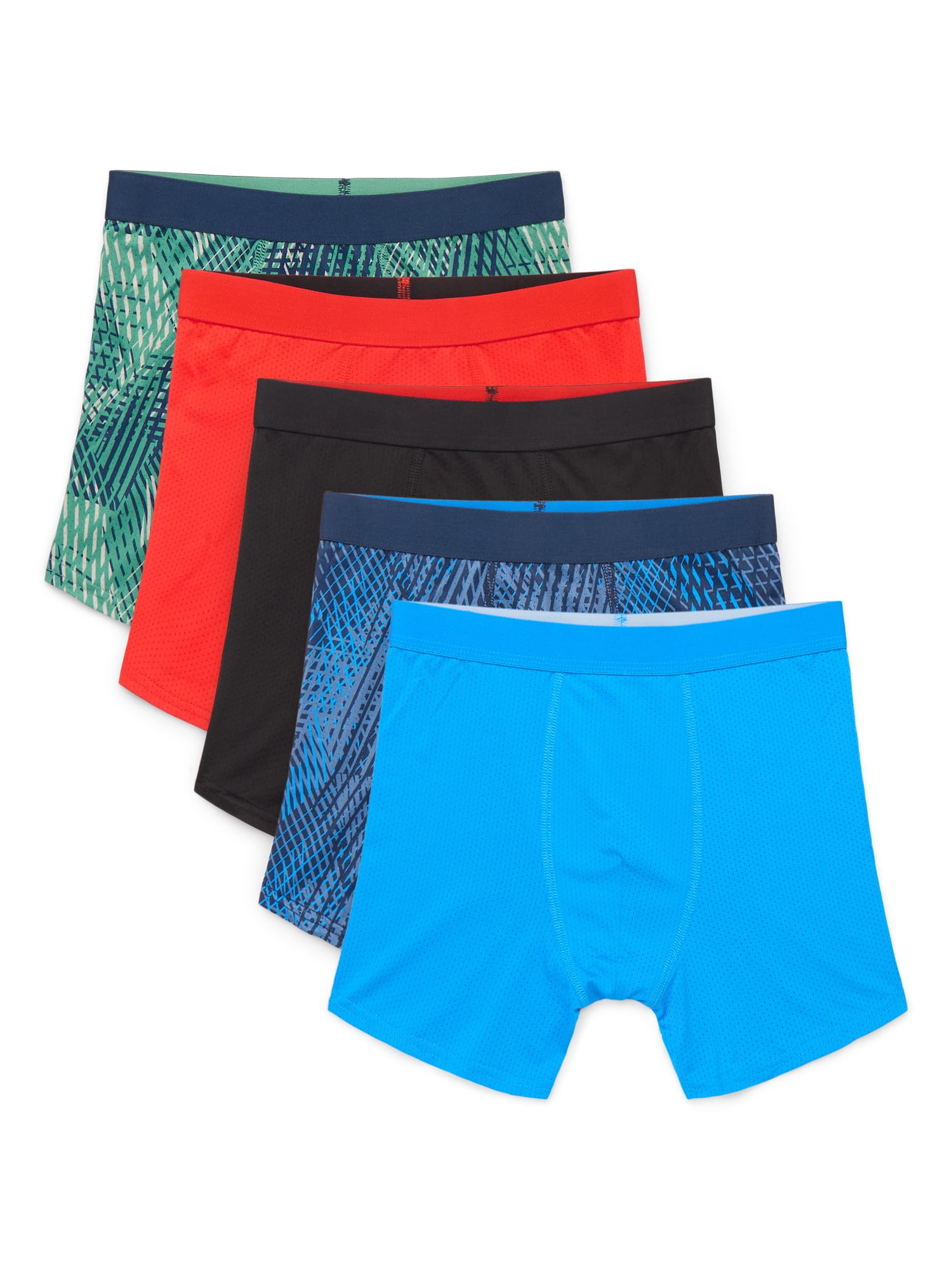 Athletic Works Boys Mesh Performance Boxer Brief Underwear, 5-Pack, Sizes S-XL
