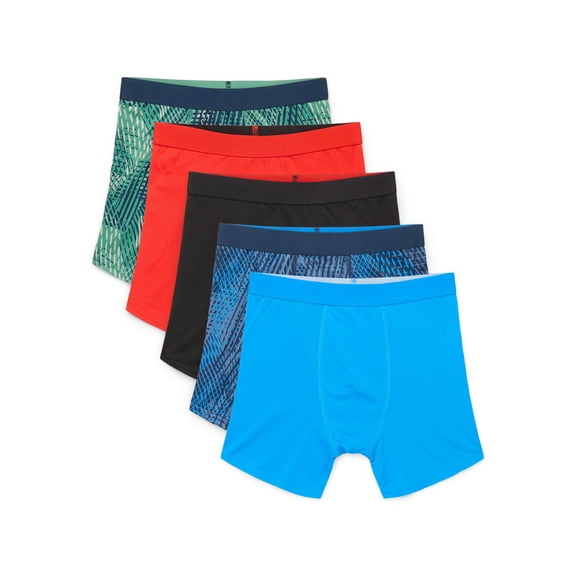 Athletic Works Boys Mesh Performance Boxer Brief Underwear, 5-Pack, Sizes S-XL