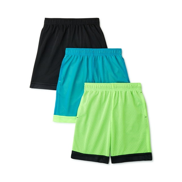 Athletic Works Boys Mesh Shorts, 3-Pack, Sizes 4-18 & Husky