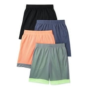 ATHLETIC WORKS Boys Mesh Shorts, 4-Pack, Sizes 4-18 & Husky