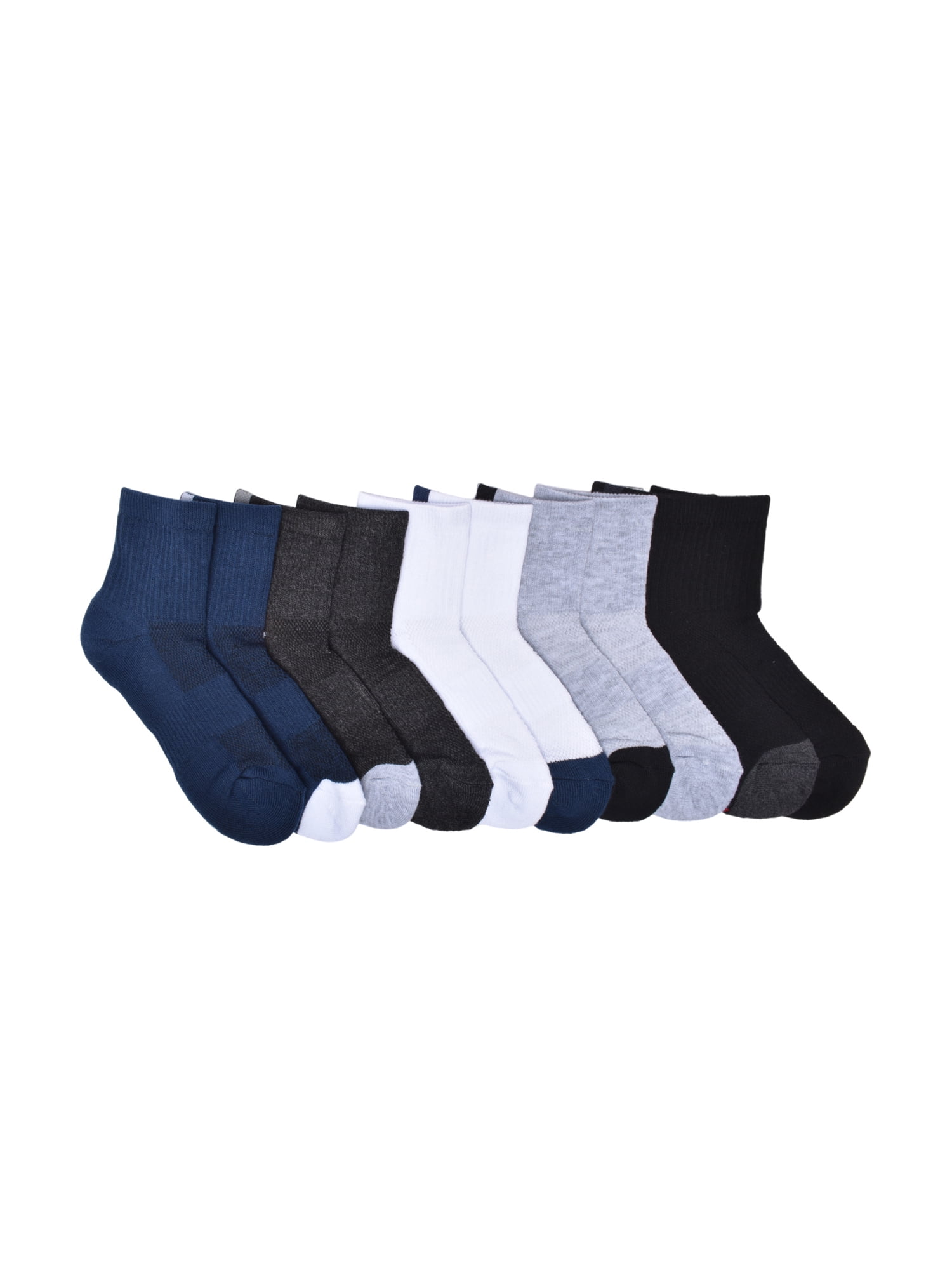Athletic Works Boys Mid Crew Socks, 10 Pack, Sizes S-L