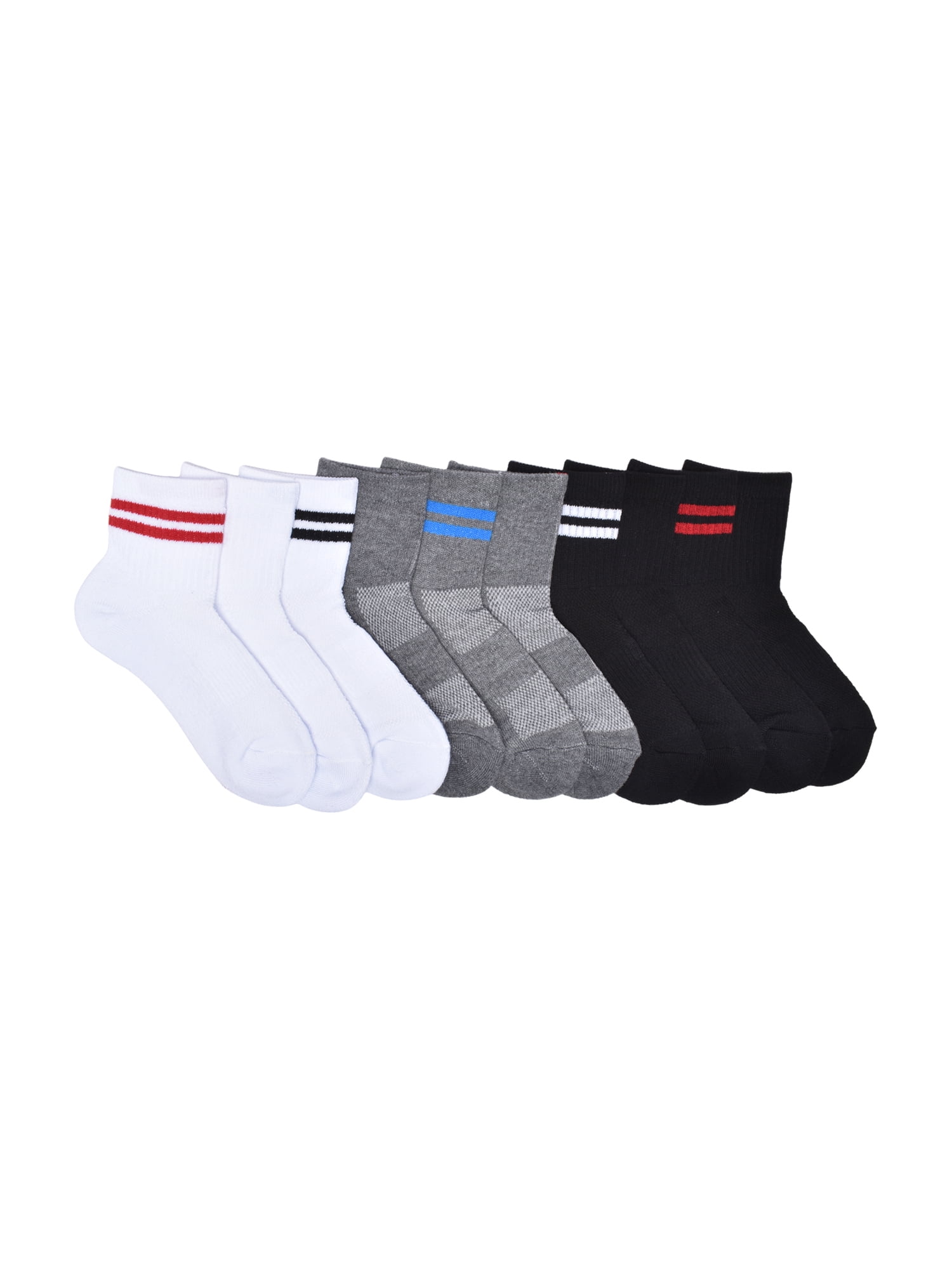 Athletic Works Boys Mid Crew Socks, 10 Pack, Sizes S-L