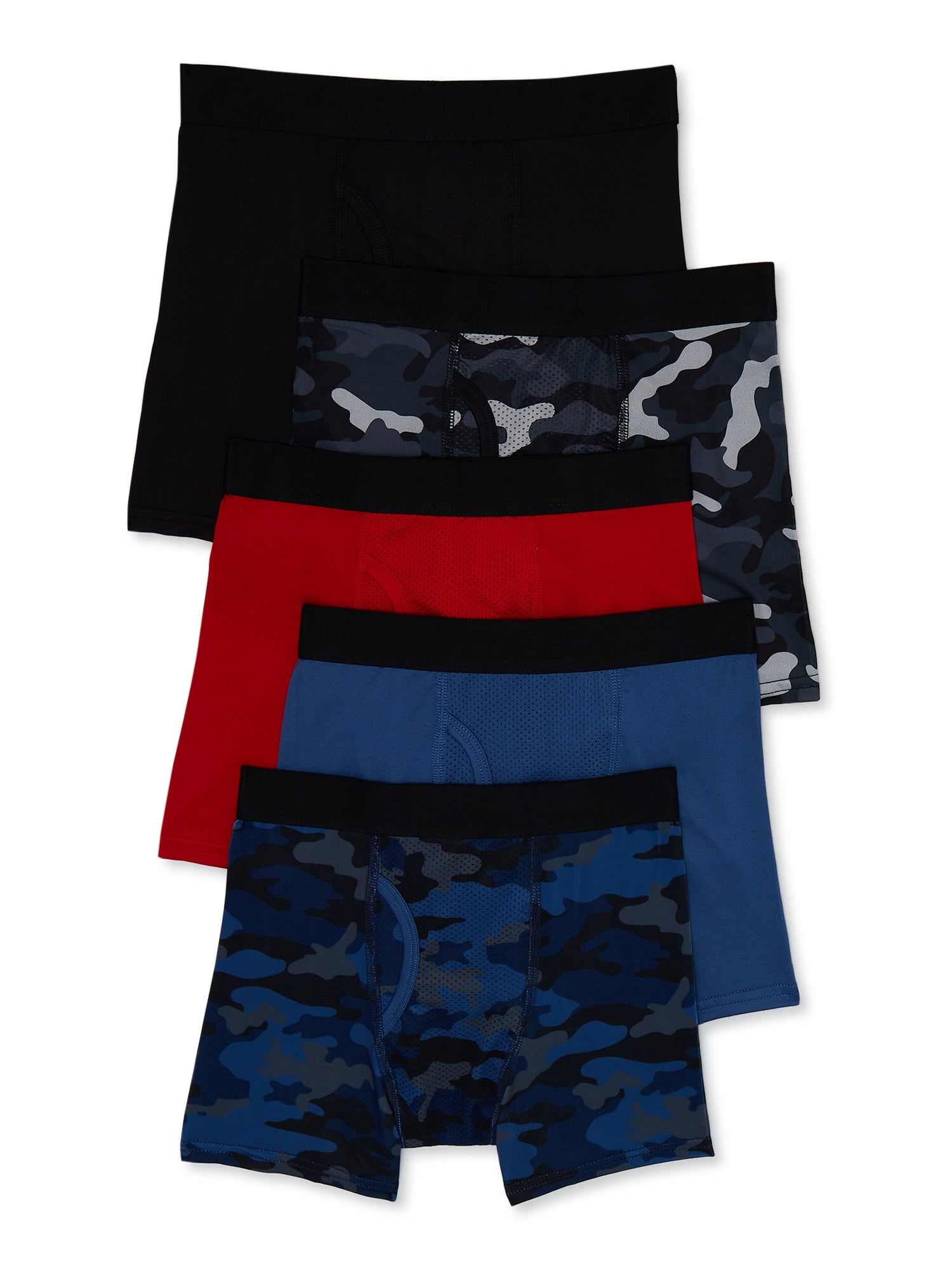Athletic Works Boys Performance Boxer Brief Underwear, 5-Pack, Sizes S-XL