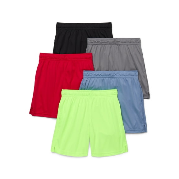 Athletic Works Boys Performance Shorts, 5-Pack, Sizes 4-18 & Husky