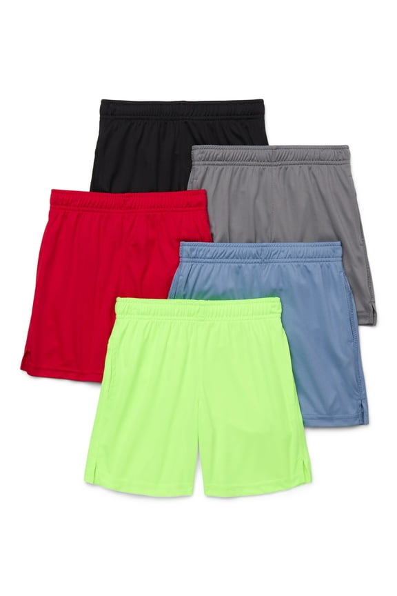 Boys Performance Shorts, 5-Pack, Sizes 4-18 & Husky