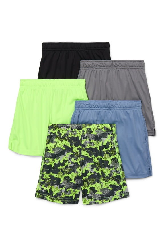 Boys Performance Shorts, 5-Pack, Sizes 4-18 & Husky