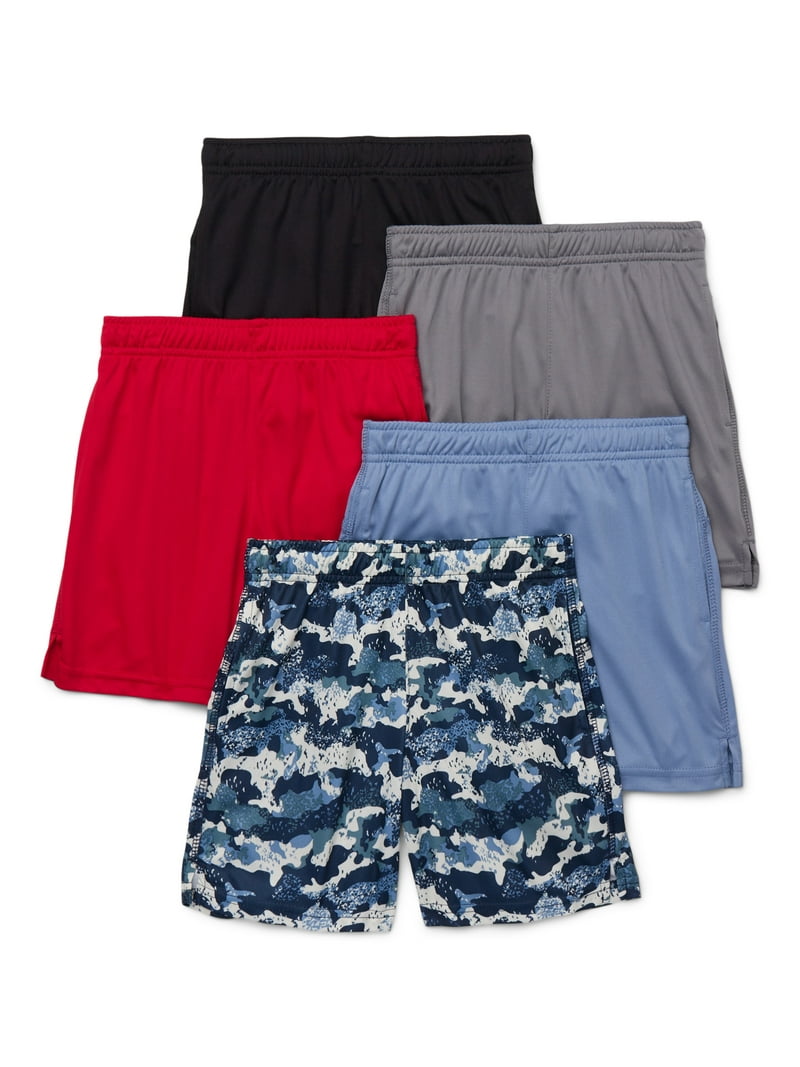 Athletic Works Boys Performance Shorts, 5-Pack, Sizes 4-18 Husky