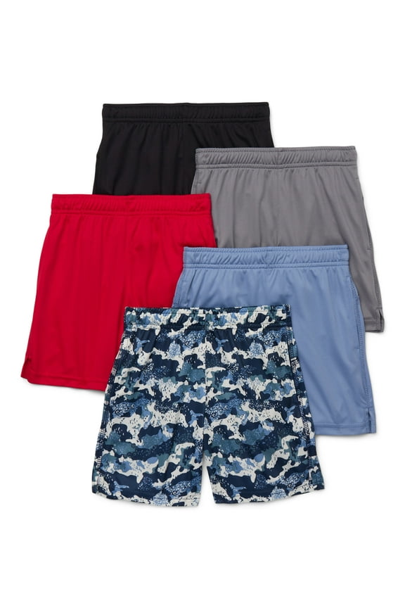 Boys Performance Shorts, 5-Pack, Sizes 4-18 & Husky