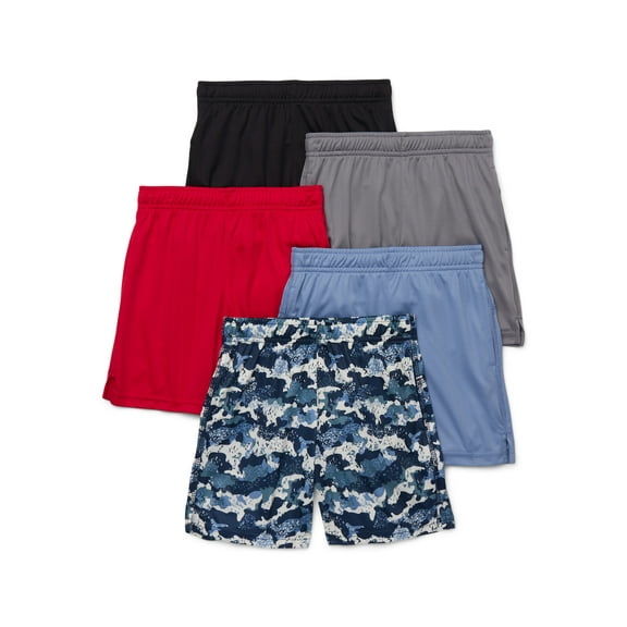 Athletic Works Boys Performance Shorts, 5-Pack, Sizes 4-18 & Husky