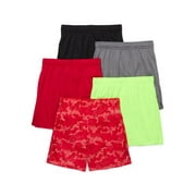 Athletic Works Boys Performance Shorts, 5-Pack, Sizes 4-18 & Husky