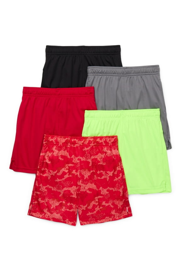 Boys Performance Shorts, 5-Pack, Sizes 4-18 & Husky