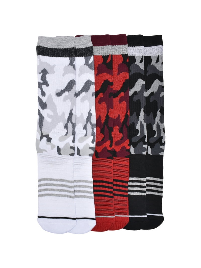 Athletic Works Boys Printed Crew Socks, 3-Pack Sock Shoe