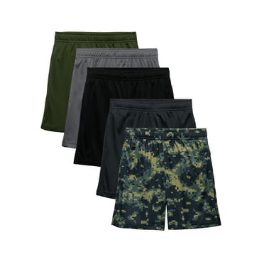 Athletic Works Boys Pull On Shorts, 5-Pack, Sizes 4-18 & Husky