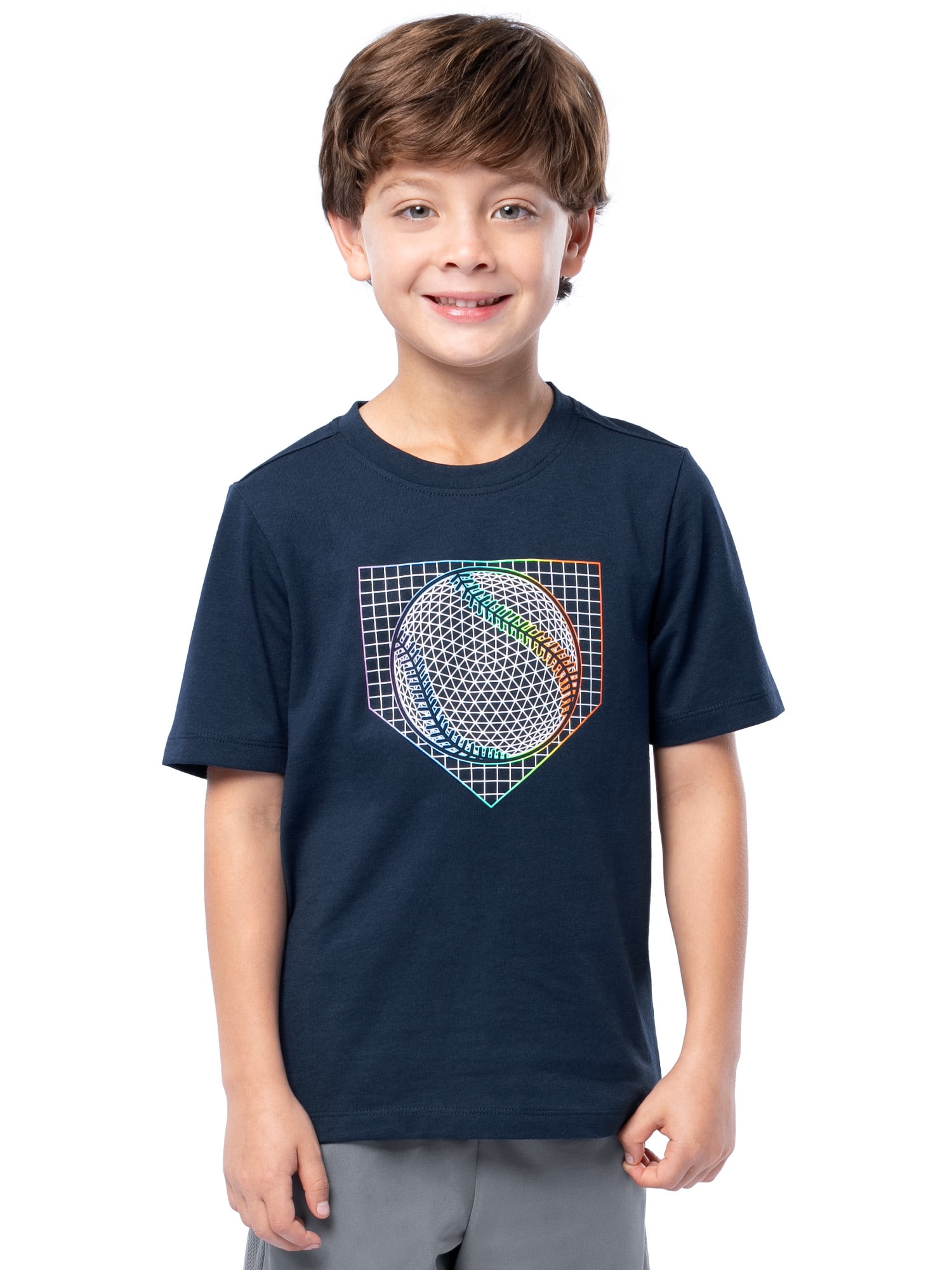 Athletic Works Boys Short Sleeve Graphic T-Shirt, Sizes 4-18 & Husky