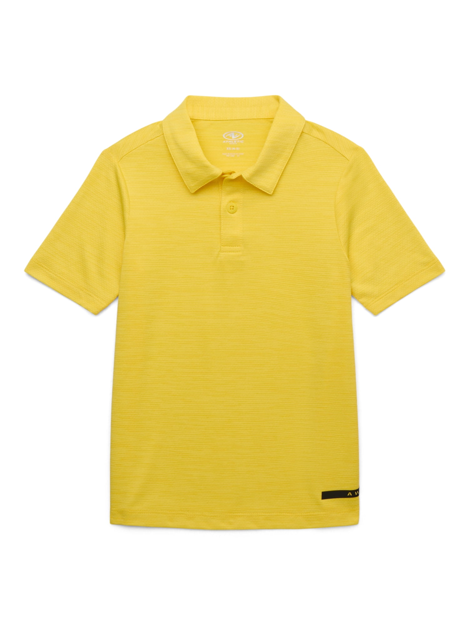 Athletic Works Boys Short Sleeve Performance Polo Shirt, Sizes 4-18