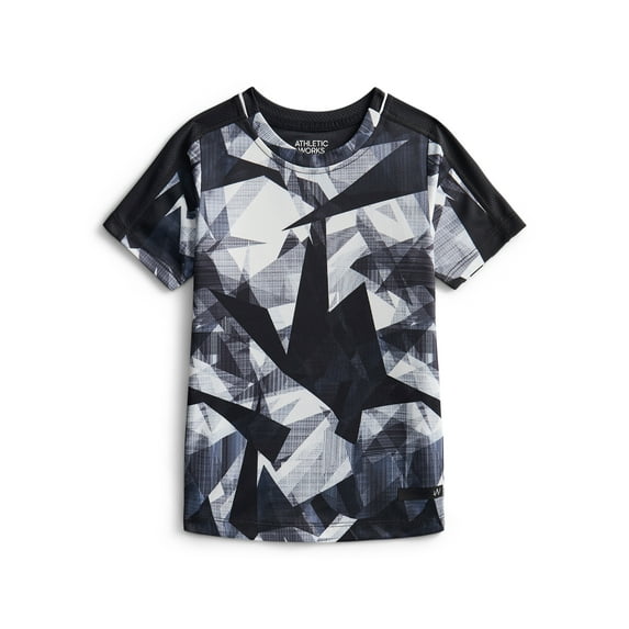 Athletic Works Boys' Print Performance Tee with Short Sleeves, Sizes 4-18 & Husky