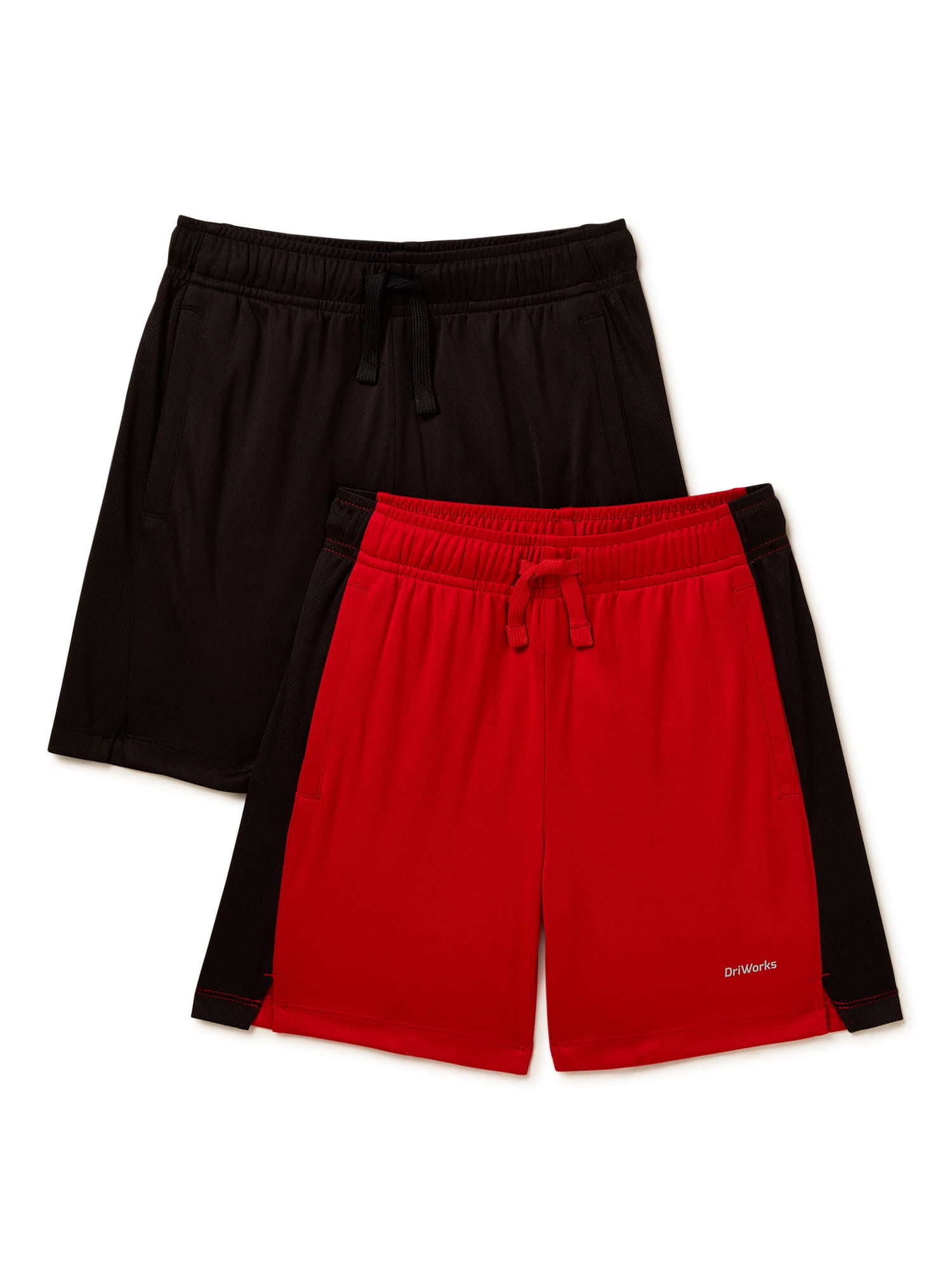 Athletic Works Boys Solid Shorts, 2-Pack, Sizes 4-18 & Husky