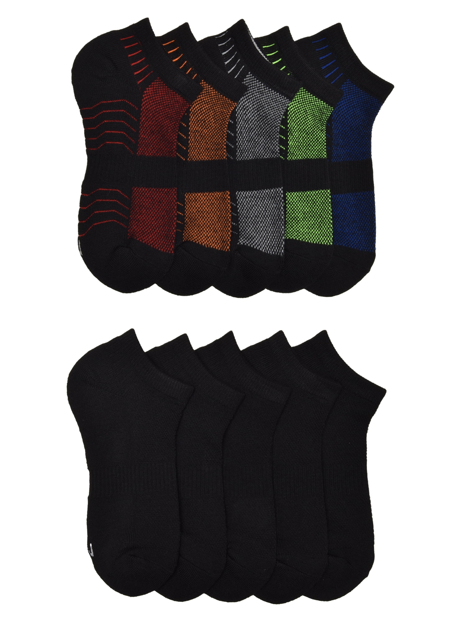 Athletic Works Boys Stripe Sole No Show, 10-pack, Size Small (Shoe Size 4-8.5)