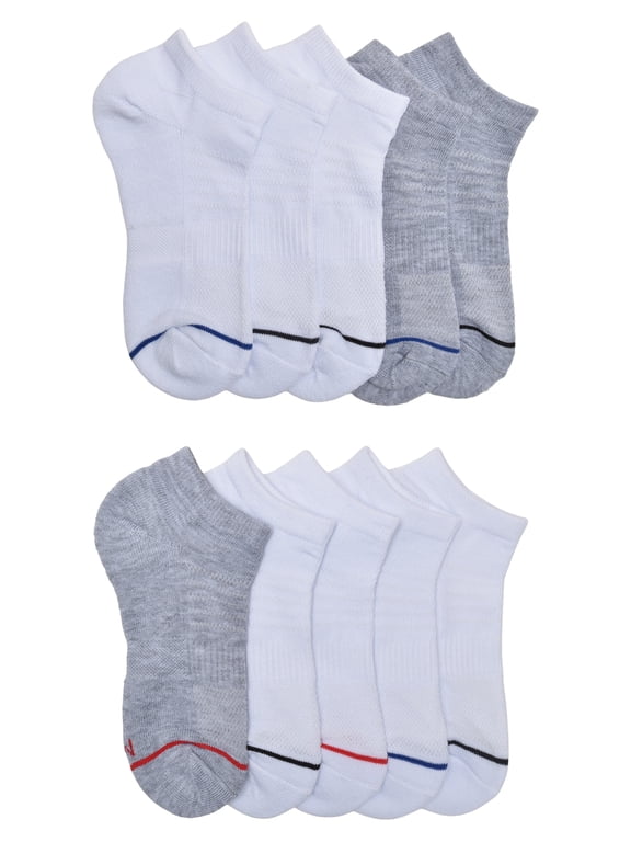 Boys Stripe Toe No Show, 10-pack, Size Large (Shoe Size 3-9)
