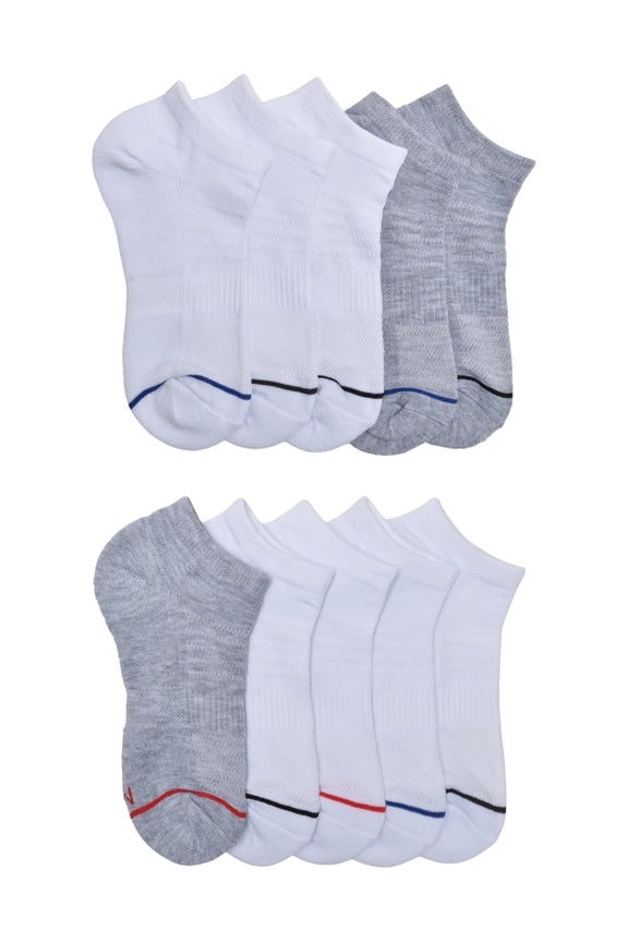 Boys Stripe Toe No Show, 10-pack, Size Large (Shoe Size 3-9)