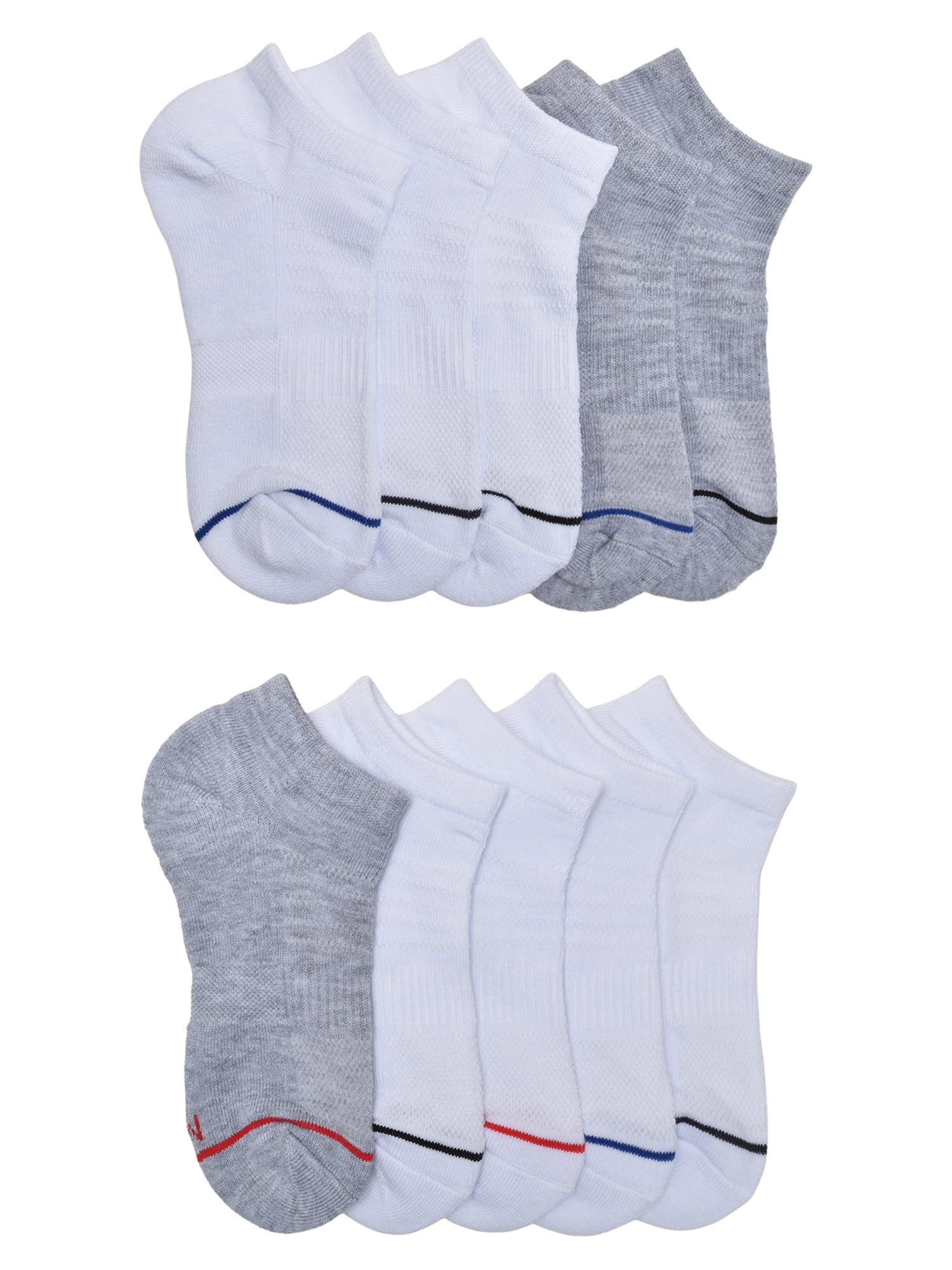 Athletic Works Boys Stripe Toe No Show, 10-pack, Size Medium (Shoe Size 9-2.5)