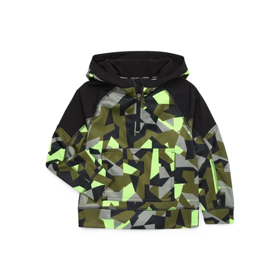 Athletic Works Boys Tech Fleece Quarter Zipper Pullover, Sizes 4-18 & Husky