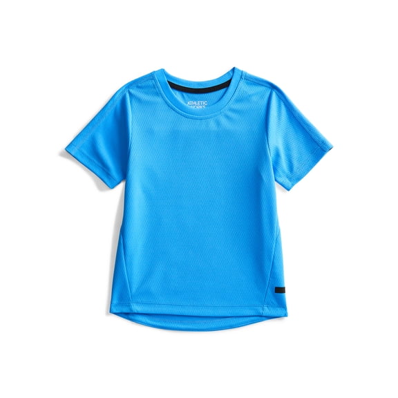 Athletic Works Boys Textured Performance Tee with Short Sleeves, Sizes 4-18 & Husky