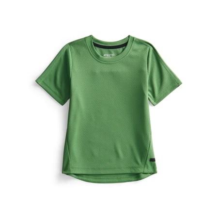 Athletic Works Boys Textured Performance Tee with Short Sleeves, Sizes 4-18 & Husky