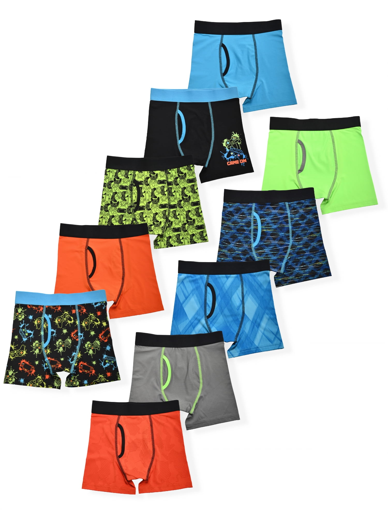 Athletic Works Boys Underwear, Performance Boxer Briefs, 10-Pack, Sizes S- XXL & Husky 