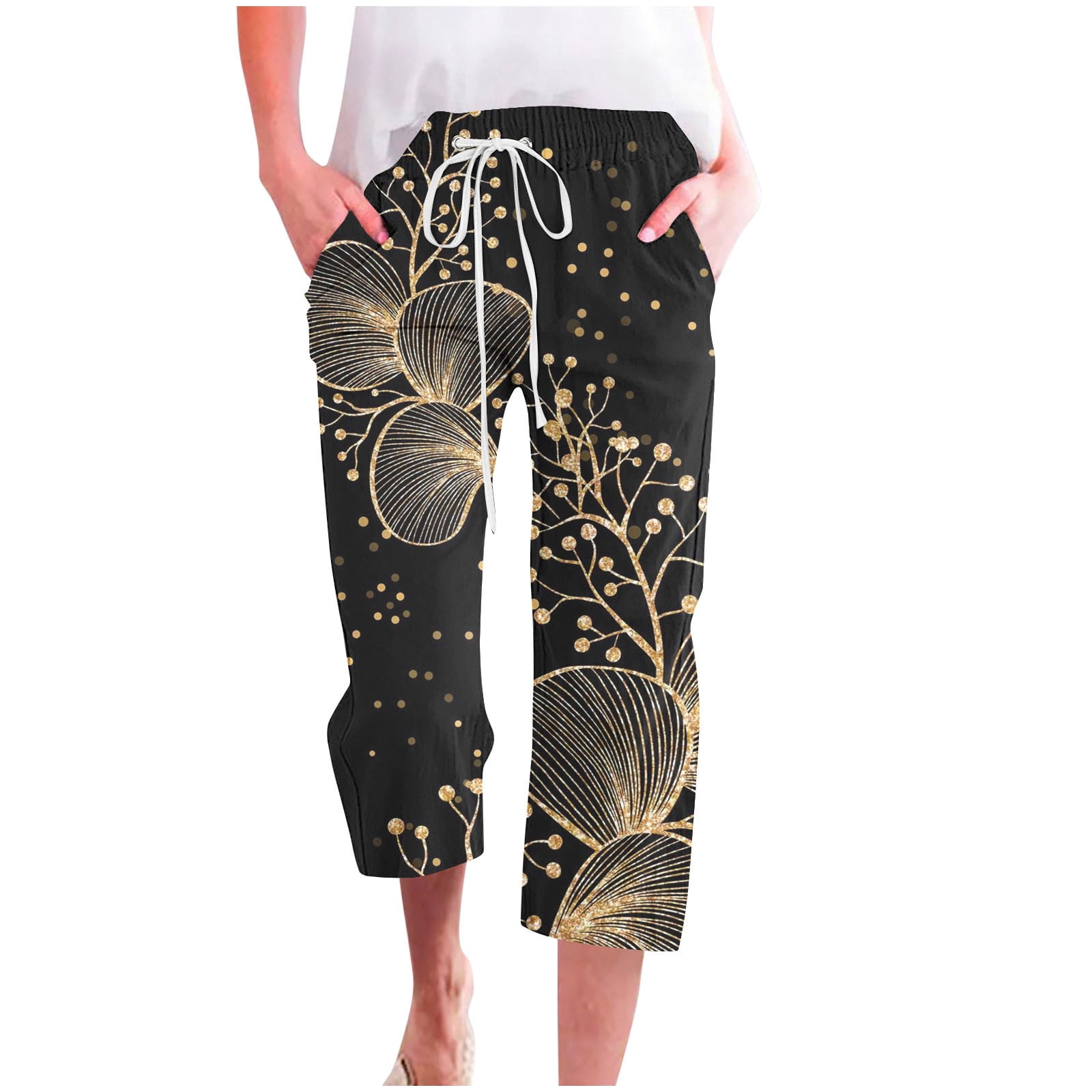 Athletic Works Capris For Women Cotton Linen Pants Plus Size Yoga