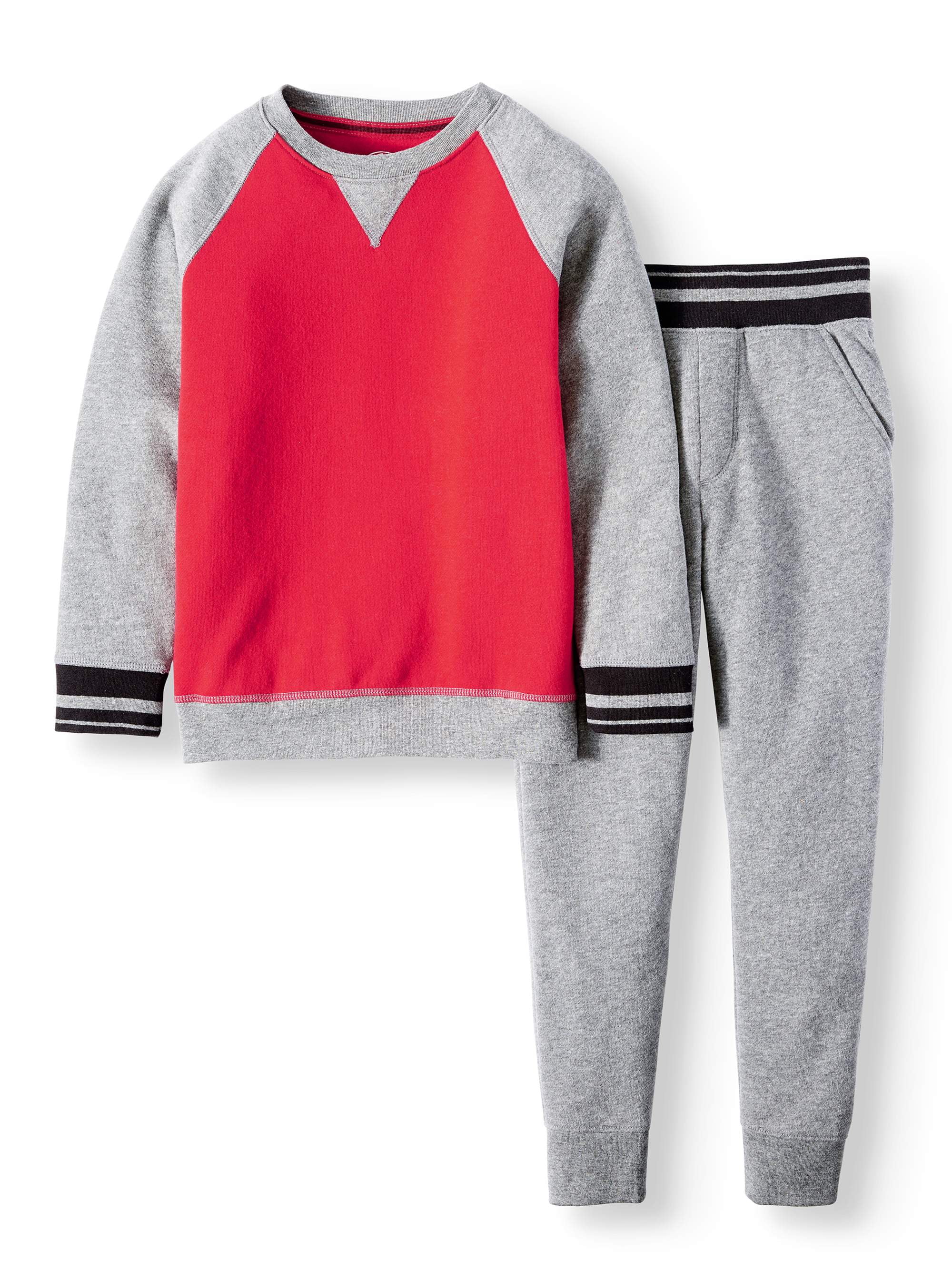 Athletic Works Crew Neck Fleece and Jogger Pants 2 Piece Set (Little