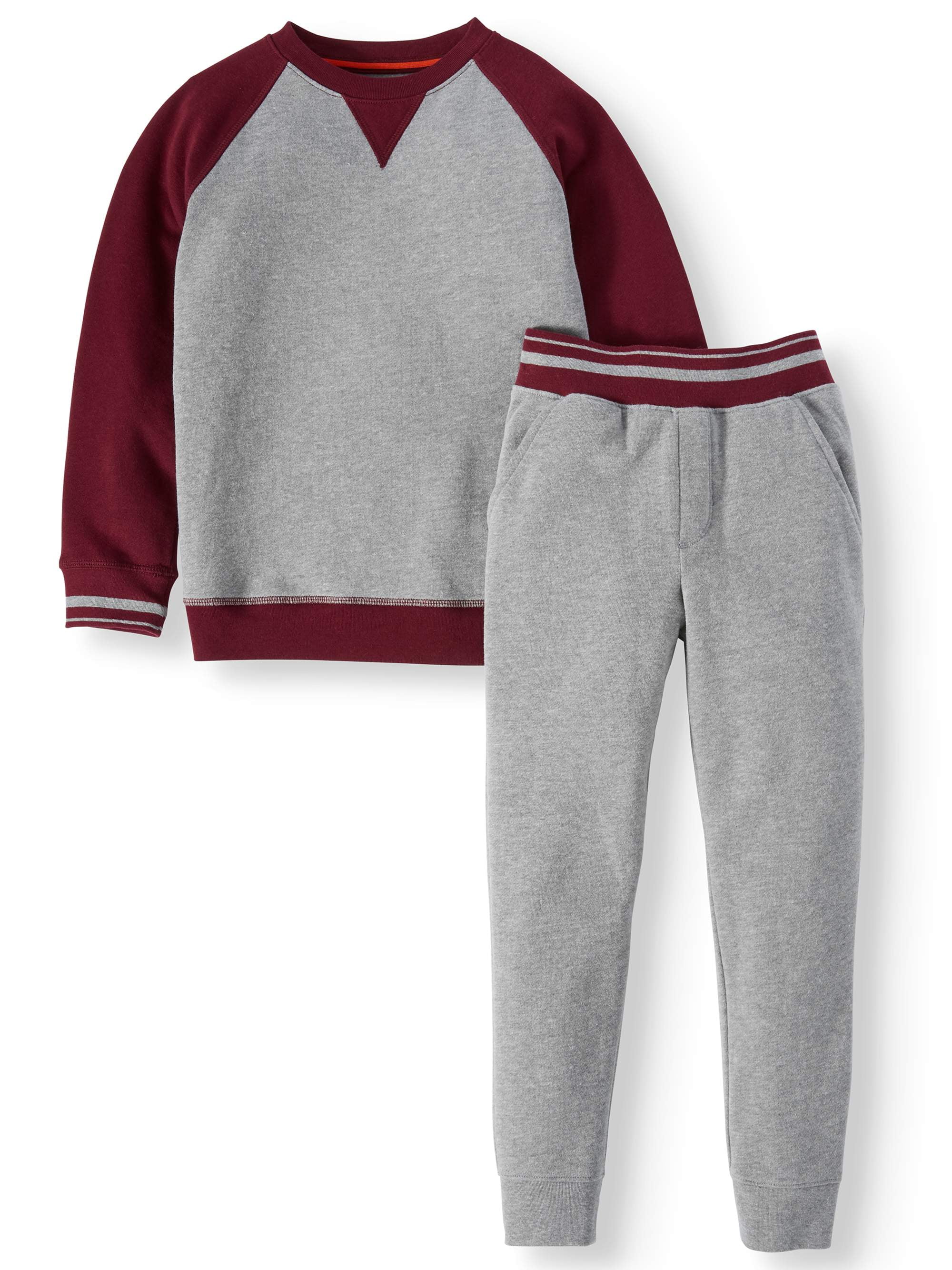Athletic Works Crew Neck Fleece and Jogger Pants 2 Piece Set (Little