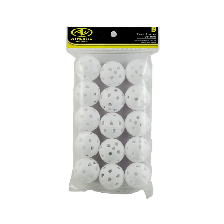 Athletic Works Durable Lightweight Plastic Practice Golf Balls, 15