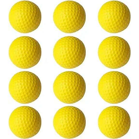 Athletic Works Foam Golf Practice Balls, 12 Count, Yellow High-Impact Dimpled Balls with Mesh Bag for Indoor & Outdoor Training