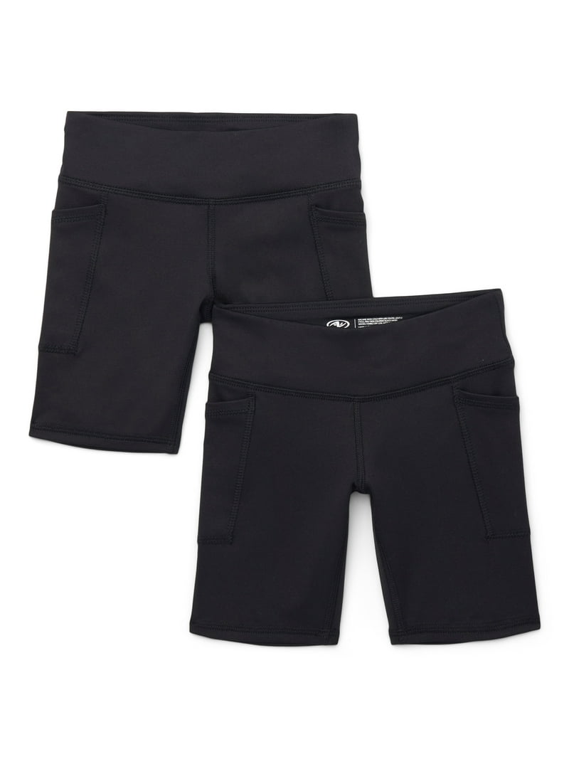 Athletic Works Girls Active Bike Shorts with UPF 30, 2-Pack, Sizes