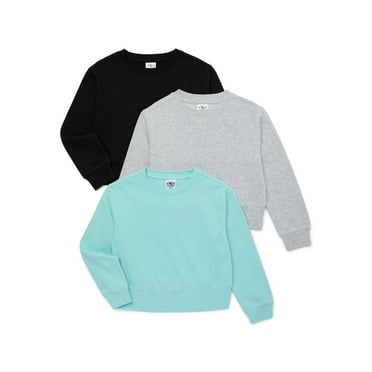 Athletic Works Girl's Active Fleece Sweatshirt, 3-Pack, Sizes 4-18 & Plus