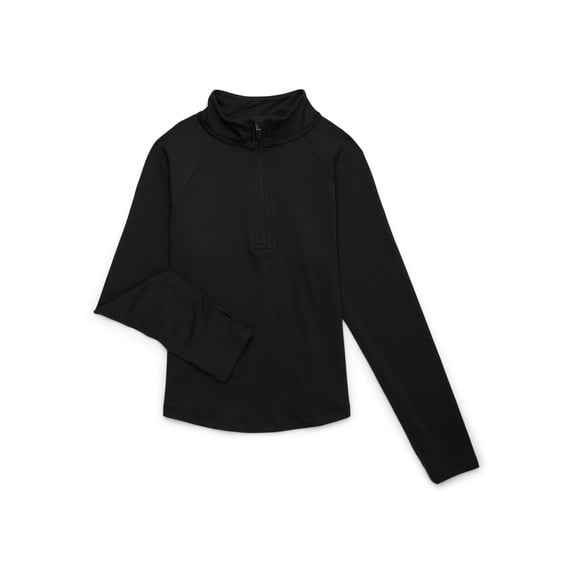 Athletic Works Girl's Active Long-Sleeve Quarter Zip Top, Sizes 4-18 & Plus