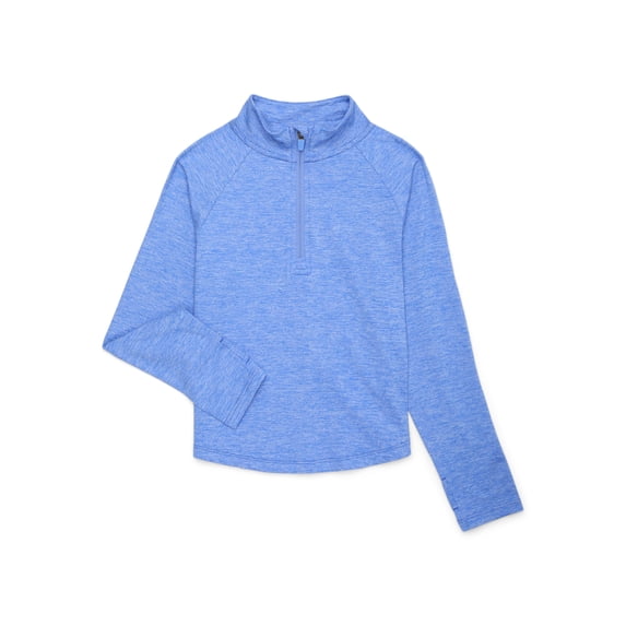 Athletic Works Girl's Active Long-Sleeve Quarter Zip Top, Sizes 4-18 & Plus