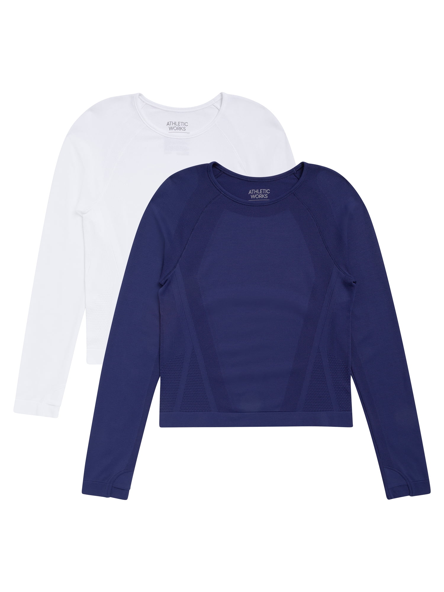 Athletic Works Girl's Active Long Sleeve Seamless Tee, 2-Pack, Sizes 4-18