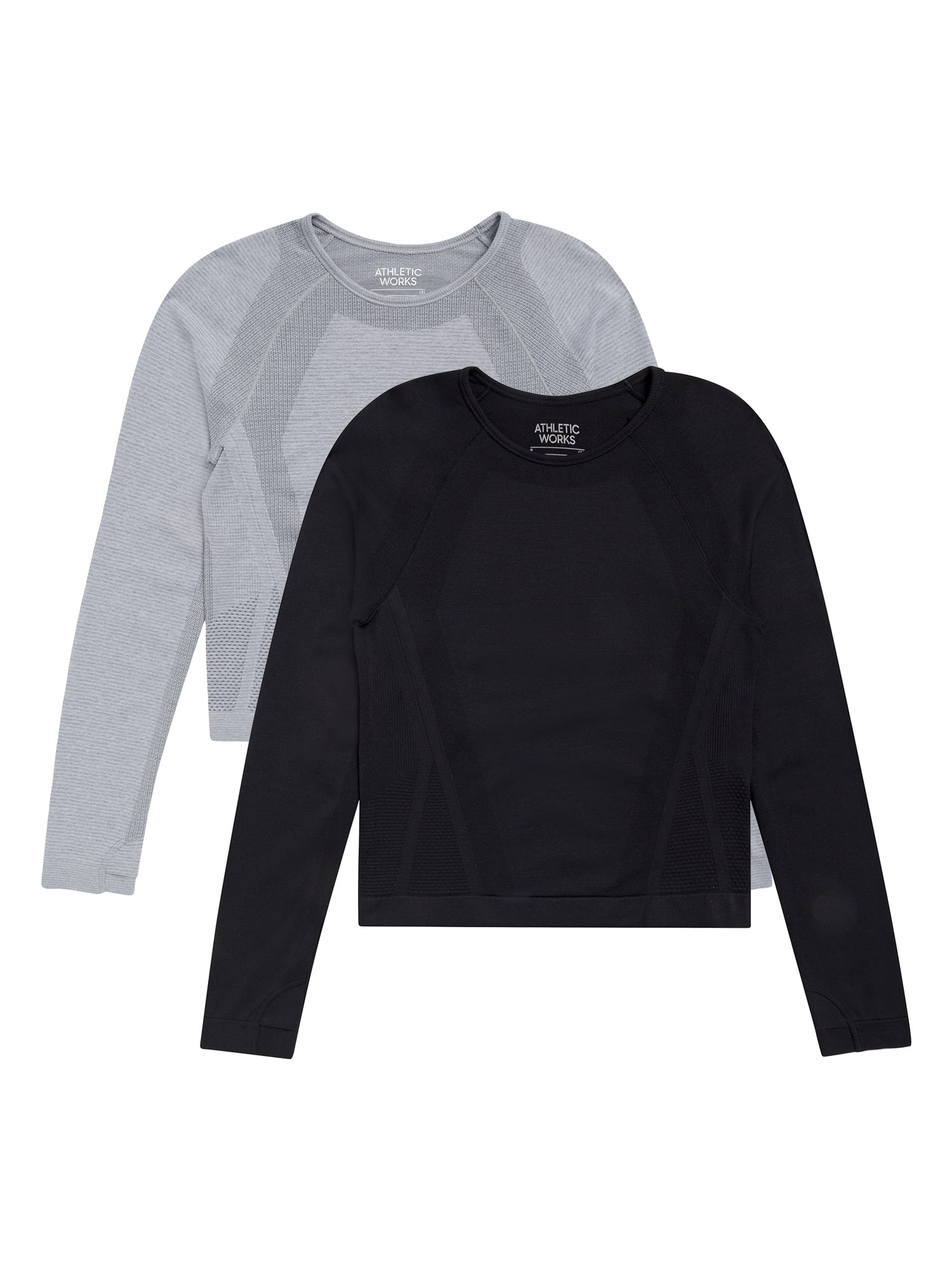 Athletic Works Girl's Active Long Sleeve Seamless Tee, 2-Pack, Sizes 4-18