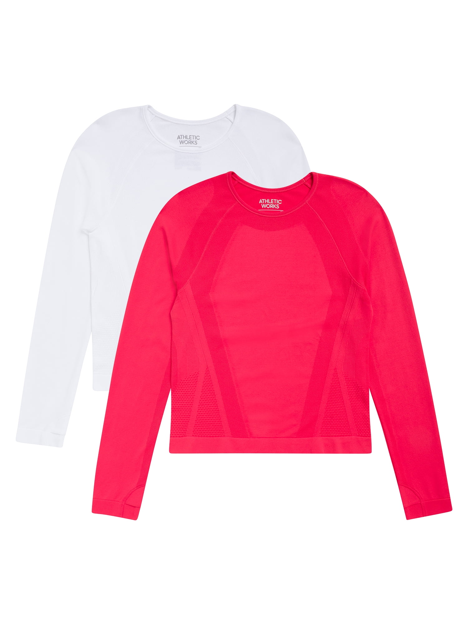 Athletic Works Girl's Active Long Sleeve Seamless Tee, 2-Pack, Sizes 4-18