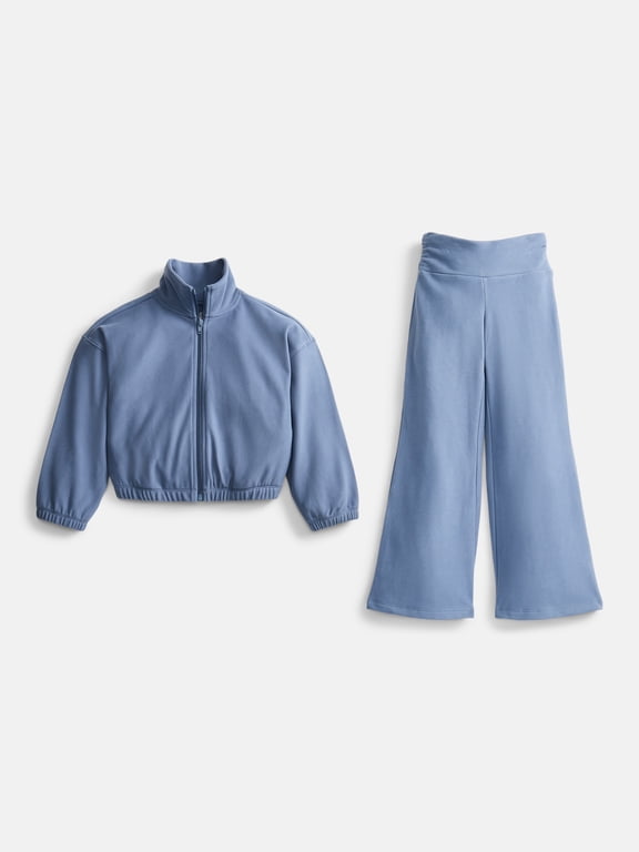 Girl's Active Microfleece Jacket and Wide Leg Pants Set, Sizes 4-18