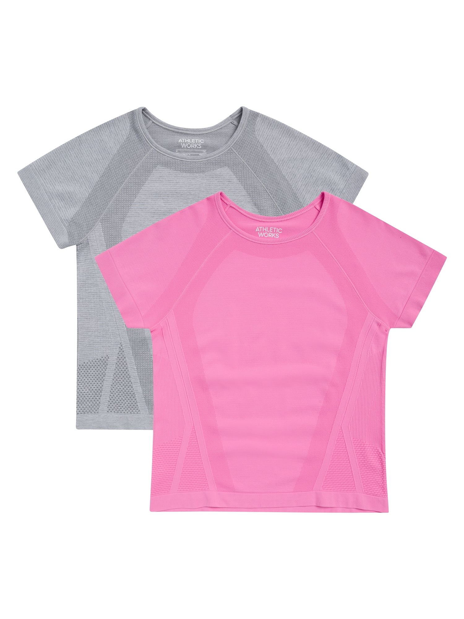 Athletic Works Girl's Active Short Sleeve Seamless Tee, 2-Pack, Sizes 4-18