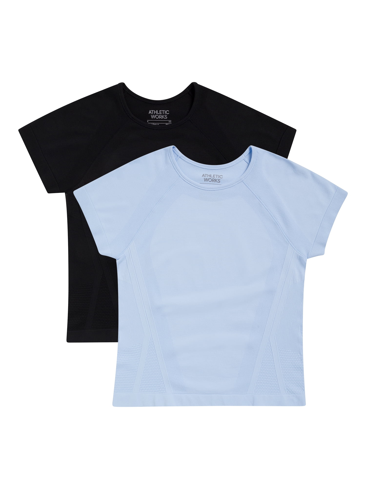 Athletic Works Girl's Active Short Sleeve Seamless Tee, 2-Pack, Sizes 4-18