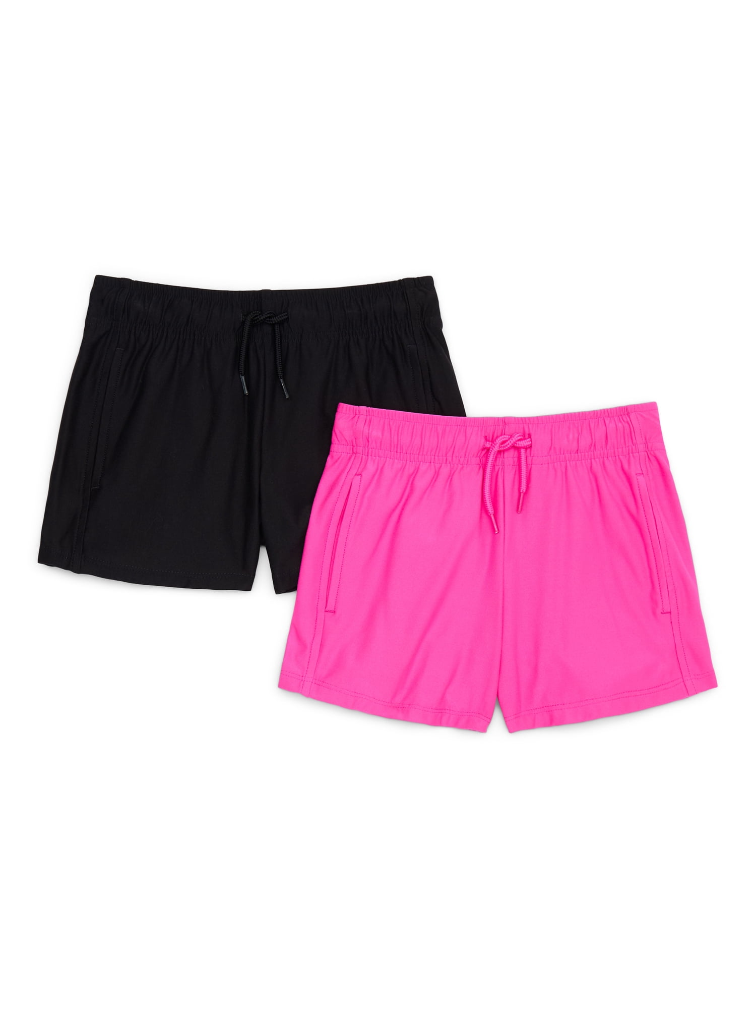 Athletic Works Girls ButterCore Shorts, 2-Pack, Sizes 4-18