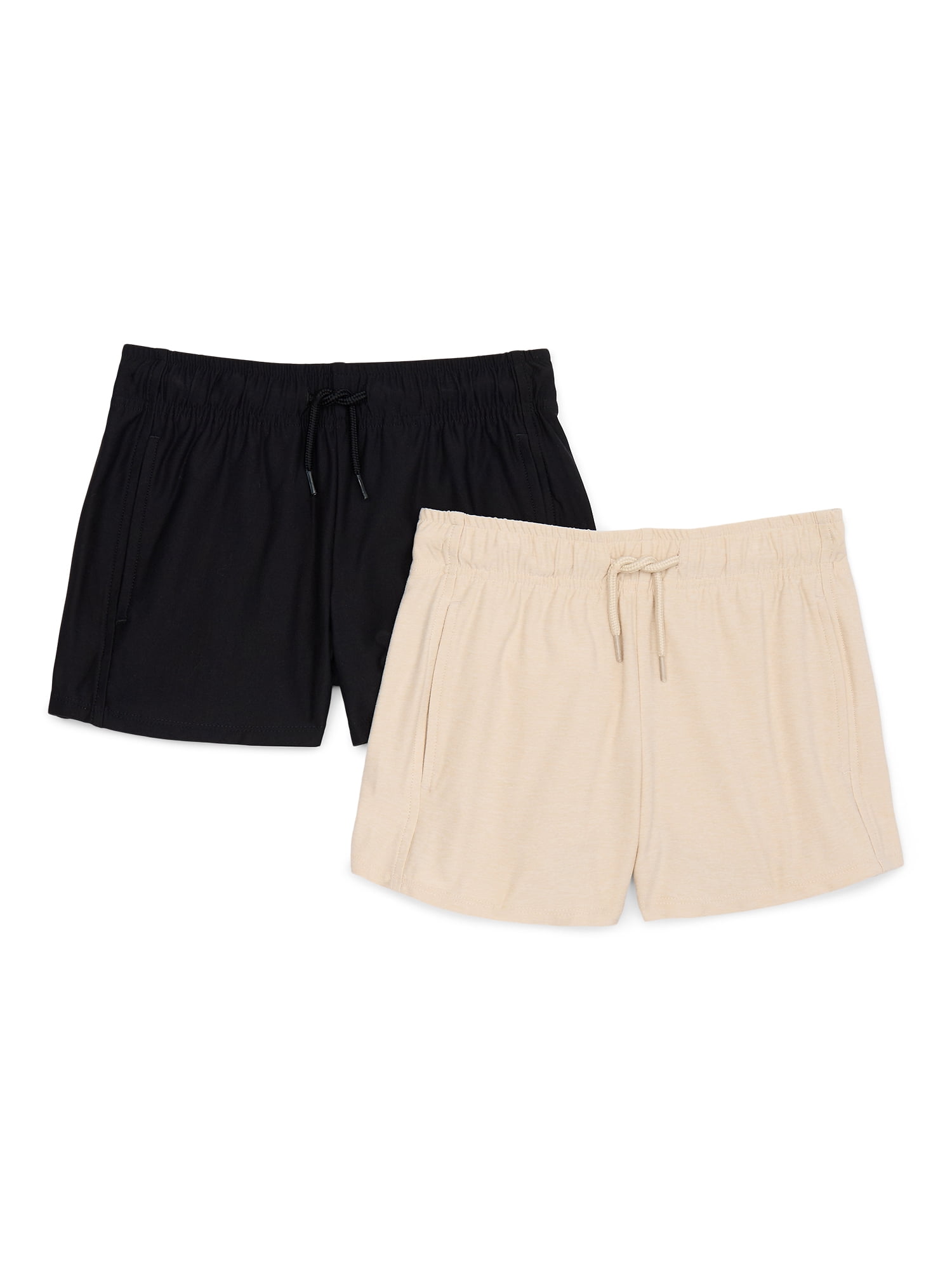 Athletic Works Girls ButterCore Shorts, 2-Pack, Sizes 4-18