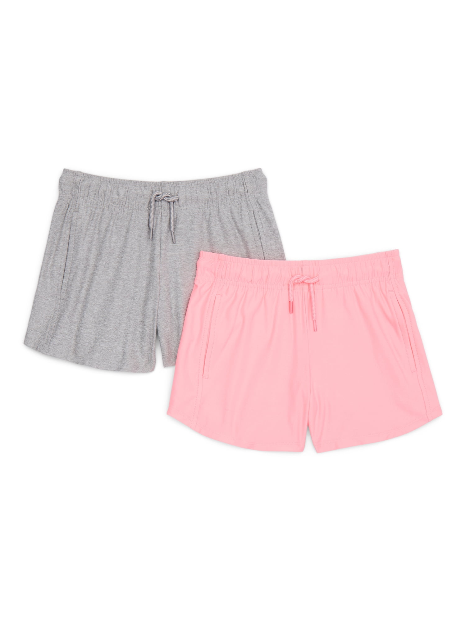 Athletic Works Girls ButterCore Shorts, 2-Pack, Sizes 4-18