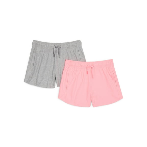 Athletic Works Girls ButterCore Shorts, 2-Pack, Sizes 4-18